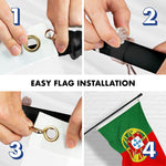 Load image into Gallery viewer, G128 Combo Pack: 6 Ft Tangle Free Aluminum Spinning Flagpole (Black) &amp; Portugal Portuguese Flag 3x5 Ft, Double ToughWeave Series Double Sided Embroidered 210D Polyester  Pole with Flag Included