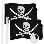 Load image into Gallery viewer, G128 2 Pack: Pirate Jolly Roger Swords Flag  1x1.5 Ft  ToughWeave Series Embroidered 300D Polyester  Novelty Flag, Embroidered Design, Indoor/Outdoor, Brass Grommets