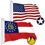Load image into Gallery viewer, G128 Combo Pack: American USA Flag 6x10 Ft &amp; Georgia Flag 6x10 Ft, Both Embroidered SPUN Polyester, Indoor/Outdoor, Brass Grommets