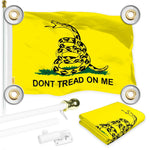 Load image into Gallery viewer, G128 Combo Pack: 6 Ft Tangle Free Aluminum Spinning Flagpole (White) &amp; Gadsden Don't Tread On Me Flag 3x5 Ft, LiteWeave Pro Printed 150D Polyester, 4 Corner Brass Grommets  Pole with Flag Included