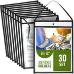 Load image into Gallery viewer, 30 Pack Job Ticket Holders 9x12 with Strap Hanging Shop Ticket Holders Work Order Plastic Sleeves for Documents Dry Erase Pocket Sleeves Dry Erase Pockets Clear Pocket Sleeve 9 x 12
