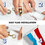 Load image into Gallery viewer, G128 Combo Pack: 6 Ft Tangle Free Aluminum Spinning Flagpole (White) &amp; Luxembourg Luxembourgers Flag  3x5 Ft LiteWeave Pro Series Printed 150D Polyester  Pole with Flag Included