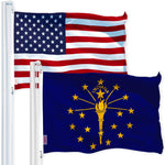 Load image into Gallery viewer, G128 Combo Pack: USA American Flag 3x5 Ft 150D Printed Stars &amp; Indiana Flag 3x5 Ft 150D Printed