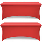 Load image into Gallery viewer, Red Spandex Table Covers 6ft 2 Pack Elegant Durable Stretchy 6ft Table Cover Fitted Wrinkle and Stain Resistant Elastic Leg Pockets