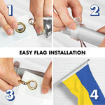 Load image into Gallery viewer, G128 Combo Pack: 6 Ft Tangle Free Aluminum Spinning Flagpole (Silver) &amp; Ukraine Ukrainian Flag 3x5 Ft, LiteWeave Pro Series Printed 150D Polyester, 4 Corner Brass Grommets  Pole with Flag Included
