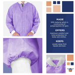 Load image into Gallery viewer, Disposable Lab Jackets 30” Long M Size Purple SMS Disposable Coats 10 Pack PPE