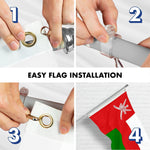 Load image into Gallery viewer, G128 Combo Pack: 6 Ft Tangle Free Spinning Flagpole (Silver) &amp; Oman Flag 3x5 Ft Printed 150D Polyester, Brass Grommets (Flag Included) Aluminum Flag Pole