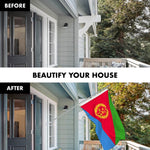 Load image into Gallery viewer, Flag Pole 6FT Silver Tangle Free &amp; Eritrea Eritrean Flag 3x5 Ft Combo Printed 150D Polyester By G128