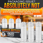 Load image into Gallery viewer, Set of 3 Condiment Squeeze Bottles for Sauces 16 oz Easy to Fill Clear Bottles with Self Closing Valve Ready to Dispense for Dressings Ketchup Mustard &amp; More Durable Reusable Mess Free Design