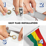 Load image into Gallery viewer, G128 Combo Pack: 6 Ft Tangle Free Aluminum Spinning Flagpole (Silver) &amp; Bolivia Flag 3x5 Ft, Double ToughWeave Series Double Sided Embroidered 210D Polyester  Pole with Flag Included