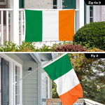 Load image into Gallery viewer, G128 Combo Pack: 6 Ft Tangle Free Aluminum Spinning Flagpole (Silver) &amp; Ireland Irish Flag 3x5 Ft, LiteWeave Pro Series Printed 150D Polyester, 4 Corner Brass Grommets  Pole with Flag Included