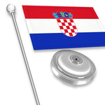 Load image into Gallery viewer, G128 Croatia Croatian Deluxe Desk Flag Set  8.5x5.5 In  Printed 300D Polyester, with Silver Dome and Base, 15 Metal Pole, Decorations For Office, Home and Festival Events Celebration