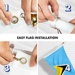Load image into Gallery viewer, G128 Combo Pack: 6 Ft Tangle Free Aluminum Spinning Flagpole (White) &amp; Saint Lucia Saint Lucian Flag 3x5 Ft, LiteWeave Pro Series Printed 150D Polyester  Pole with Flag Included