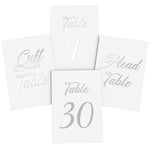 Load image into Gallery viewer, Silver Table Numbers 1 30 for Wedding Reception Silver Foil Table Number Cards 4x6 in with Head &amp; Gift Table Restaurant Table Numbers Wedding Numbers for Tables Card Stock Wedding Table Numbers