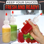 Load image into Gallery viewer, 6 Pack 4oz Small Squeeze Bottles for Liquids – Clear Condiment Squeeze Bottles for Sauces Ketchup Mustard Oil Syrups and Dressings with Measuring Scale – Easy to Use &amp; Leak Proof