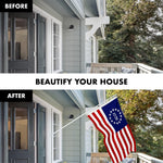 Load image into Gallery viewer, Combo Pack: 5 Ft Tangle Free Aluminum Spinning Flagpole (White) &amp; Betsy Ross 1776 Flag 2.5x4 Ft, ToughWeave Series Embroidered 300D Polyester  Pole with Flag Included
