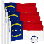 Load image into Gallery viewer, G128 3 Pack: North Carolina State Flag  4x6 Ft  ToughWeave Series Embroidered 300D Polyester  Embroidered Design, Indoor/Outdoor, Brass Grommets