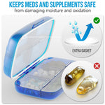 Load image into Gallery viewer, Pill Organizer Airtight Pill Box Blue Large Pill Dispenser for Home and Travel
