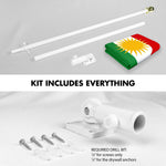 Load image into Gallery viewer, G128 Combo Pack: 6 Ft Tangle Free Aluminum Spinning Flagpole (White) &amp; Kurdistan Region Flag 3x5 Ft, LiteWeave Pro Series Printed 150D Polyester  Pole with Flag Included