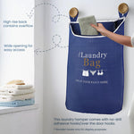 Load image into Gallery viewer, Fine Living Co. Large Hanging Laundry Hamper with Over Door Hooks &amp; Adhesive Durable Space Saving Laundry Bag with Zipper and Wide Open Top Hanging Dorm Laundry Hamper (Navy Blue with Print XL)