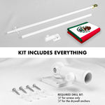 Load image into Gallery viewer, G128 Combo Pack: 6 Feet Tangle Free Spinning Flagpole (White) Mexico Mexican Flag 3x5 ft Printed 150D Brass Grommets (Flag Included) Aluminum Flag Pole