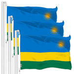 Load image into Gallery viewer, G128 3 Pack: Rwanda Rwandan Flag  3x5 Ft  LiteWeave Pro Series Printed 150D Polyester  Country Flag, Indoor/Outdoor, Vibrant Colors, Brass Grommets, Thicker and More Durable Than 100D 75D Polyester