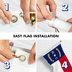 Load image into Gallery viewer, G128 Combo Pack: 6 Ft Tangle Free Spinning Flagpole (White) &amp; North Carolina Flag 3x5 Ft Embroidered 220GSM Spun Polyester, Brass Grommets (Flag Included) Aluminum Flag Pole