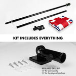 Load image into Gallery viewer, G128 Combo Pack: 6 Feet Tangle Free Spinning Flagpole (Black) UK United Kingdom Flag 3x5 ft Printed 150D Brass Grommets (Flag Included) Aluminum Flag Pole