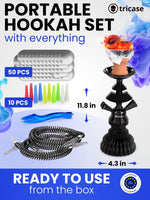 Load image into Gallery viewer, Black Portable Hookah set with everything Hookah Set 4 Hose Hookah LilOne