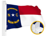 Load image into Gallery viewer, G128 North Carolina State Flag  2x3 Ft  StormFlyer Series Embroidered 220GSM Spun Polyester  Embroidered Design, Indoor/Outdoor, Brass Grommets, Heavy Duty, All Weather