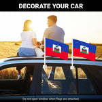 Load image into Gallery viewer, G128 2 Pack: Haiti Haitian Car Flag  11x17 In  Double LiteWeave Pro Series Double Sided Printed 150D Polyester  Flagpole Included  Perfect for Festival Celebrations, Parades