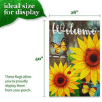 Load image into Gallery viewer, House Flag Welcome Sunflowers Butterflies 28x40 In Printed Blockout Polyester