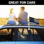 Load image into Gallery viewer, G128 2 Pack: Thin Blue Line Car Flag  11x17 In  Double LiteWeave Pro Series Double Sided Printed 150D Polyester  Flagpole Included  Perfect for Festival Celebrations, Parades