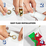 Load image into Gallery viewer, G128 Combo Pack: 6 Ft Tangle Free Spinning Flagpole (White) &amp; Wales Flag 3x5 Ft Printed 150D Polyester, Brass Grommets (Flag Included) Aluminum Flag Pole