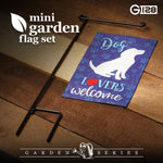 Load image into Gallery viewer, G128 Garden Flag &amp; Stand Dog Lovers Welcome  4x8 Inch  Printed Blockout Polyester
