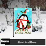 Load image into Gallery viewer, G128 Combo Pack: Garden Flag Stand Black 36x16 Inch &amp; Garden Flag Merry Christmas Penguin with Candy Cane 12x18 Inch