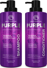 Load image into Gallery viewer, Purple Shampoo and Conditioner Set 14 Fl Oz Set of 2 Sulfate Free Formula for Women and Men For Toning and Balancing Brassy Blonde Silver and Gray Hair