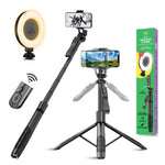 Load image into Gallery viewer, Phone Tripod 62  Selfie Stick for iPhone with Remote and 3W LED Light, Universal Mount, Phone Stand for Recording &amp; Streaming, Tripod for iPhone &amp; Android Phone &amp; Gopro