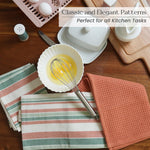 Load image into Gallery viewer, Decorative Kitchen Towels Set of 3 Recycled Cotton 28x18 inch Waffle Weave Dish Towels for Drying Dishes Red and Green Absorbent Tea Towels Boho Stripe Design Eco Friendly