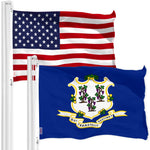 Load image into Gallery viewer, G128 Combo Pack: American USA Flag 3x5 Ft &amp; Connecticut Flag 3x5 Ft, Both Printed 150D Polyester, Indoor/Outdoor, Brass Grommets