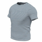 Load image into Gallery viewer, Dark Blue Sailor TShirt Striped Short Sleeved Telnyashka Тельняшка (M)