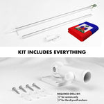 Load image into Gallery viewer, G128 Combo Pack: 5 Ft Tangle Free Spinning Flagpole (Silver) &amp; Haiti Flag 2.5x4 Ft Embroidered 220GSM Spun Polyester, Brass Grommets (Flag Included) Aluminum Flag Pole