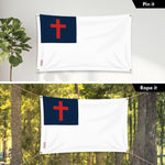 Load image into Gallery viewer, G128 Combo Pack: 6 Ft Tangle Free Aluminum Spinning Flagpole (White) &amp; Christian Flag 3x5 Ft, LiteWeave Pro Series Printed 150D Polyester, 4 Corner Brass Grommets  Pole with Flag Included