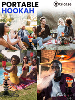 Load image into Gallery viewer, Black Portable Hookah set with everything Hookah Set 4 Hose Hookah LilOne