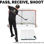 Load image into Gallery viewer, Rapid Rebounder 24 inch Double Sided Hockey Passer Puck Rebounder Passing &amp; Shooting Trainer for One Timers Hockey Training Equipment Easy Setup Screws &amp; Stickers Included White