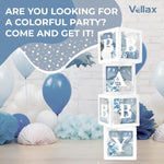 Load image into Gallery viewer, Baby Shower Boxes with Letters 44 Pcs White Boxes with White Dusty Blue Light Blue and Confetti Balloons Gender Reveal &amp; Party Decoration Set by