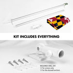 Load image into Gallery viewer, G128 Combo Pack: 6 Ft Tangle Free Spinning Flagpole (Silver) &amp; Maryland Flag 3x5 Ft Printed 150D Polyester, Brass Grommets (Flag Included) Aluminum Flag Pole